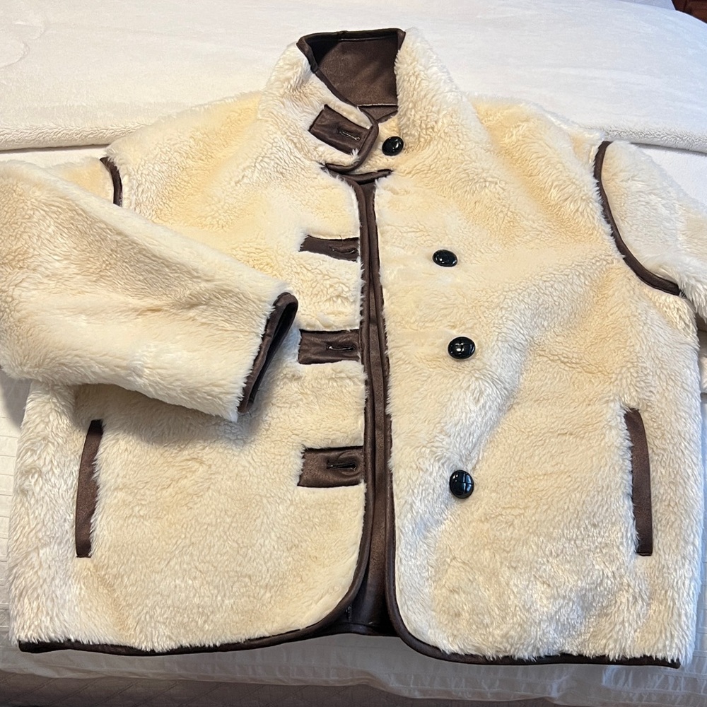 Woman’s Cream and Brown Shearling Jacket